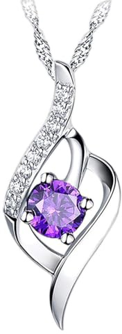 Mecool Collier pendentif S925 en argent sterling avec pendentif zircone cubique - Violet