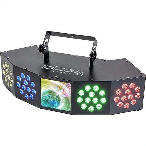 Ibiza - COMBI-FX4 - Versatile effetto luce 3 in 1 WASH - MOON - STROBE con 6 canali DMX - 4 x 12 LED RGBW