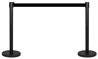 FlexiBarrier -Basic 500 - Système de guidage des personnes - Longueur de la sangle 5 m - Sangle de délimitation - Noir - Lot de 2