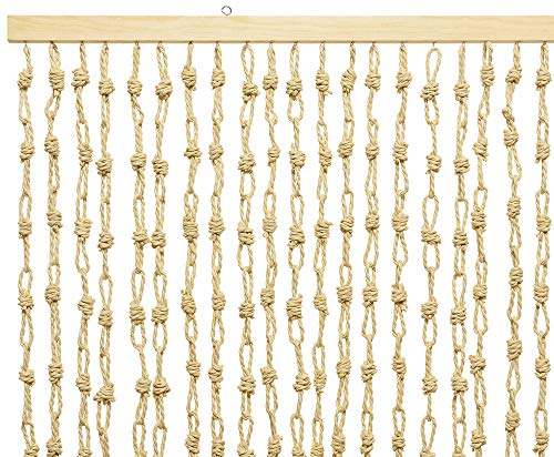 zeitzone Türvorhang Makramee Boho Naturfaser Beige 90x200 cm Fadenvorhang Deko Raumteiler