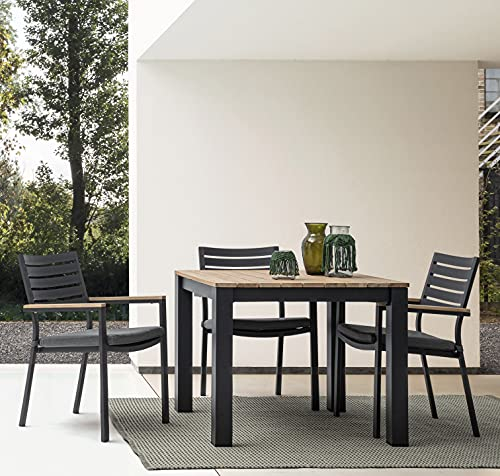 Outdoor-Tisch aus FSC-Holz und Anthrazit-Aluminium KAILANI 94x94x h76 cm