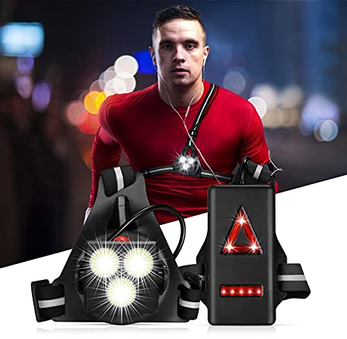 DAWINSIE Sports Lauflicht, Wiederaufladbare USB LED Lauflampe, Lampe Wasserdicht Outdoor Sport, Lauflampe Leichtgewichtige Lampe zum Laufen zum Joggen, Angeln, Campen (Schwarz), (XD-3H)