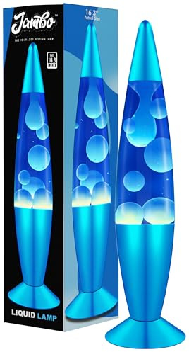 Jambo Lampe 16 Magnifique - Bleu avec Cire Blanche/Bleue, Lumière Relaxante à Mouvements, Veilleuse Décorative pour Maison, Salon, Bureau, Chambre, Adultes, Ados, Enfants, Magma Motion