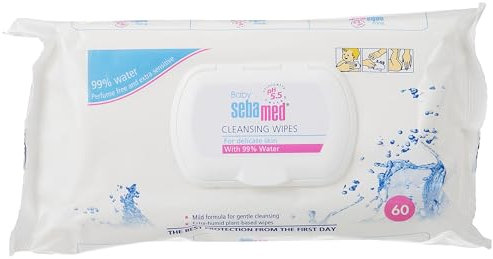 Sebamed - Toallitas Limpiadoras para Bebés | Limpieza Suave de la Piel Sensible y Delicada del Bebé - Fórmula 99% de Agua, Libre de Perfumes - Formato de 60 Unidades