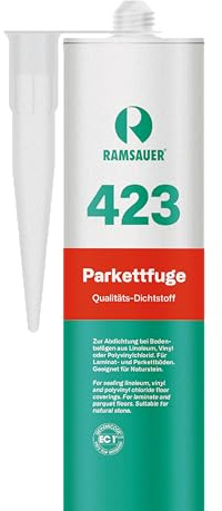 RAMSAUER 423 Parkettfuge (Ahorn/Esche hell) - 310ml Kartusche, Fugendichtstoff für Holzboden, Linoleum, Vinyl, Polyvinylchlorid, Parkett, schleifbar, überstreichbar, elastisch, natursteinverträglich
