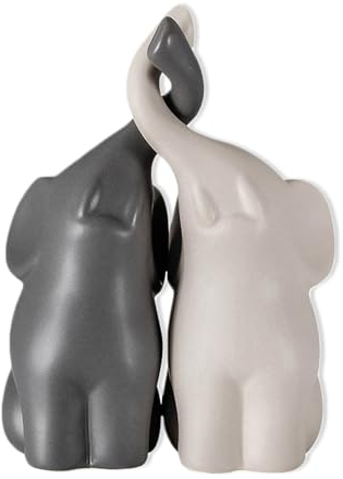 Hoshisea Decorazione di Elefante in Ceramica, Coppia di Elefanti in Ceramica, Elefante Armonioso, Viene Utilizzata per Tessuti per la Casa, Decorazioni di Animali, Regali Amore（medie dimensioni）