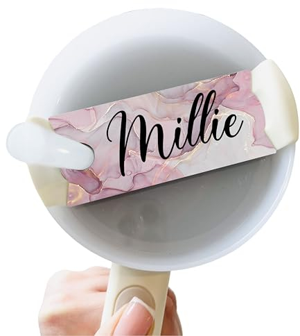 Drifting Ducks Personalised Name Pink Marble Metal Tumbler Cup Topper Plate Tag Birthday Gift