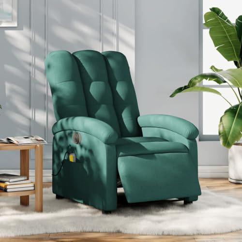 Homgoday Poltrona massaggiante elettrica, poltrona relax per TV, poltrona imbottita, con funzione reclinabile, schienale regolabile, per soggiorno, colore verde scuro