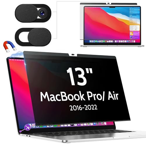 Magnetischer Blickschutzfilter für MacBook Air 13 Zoll (2018 – 2021, M1) / MacBook Pro 13 Zoll (2016 – 2022, M1, M2), abnehmbarer Anti-Spionage-Bildschirmfilter für Mac 13