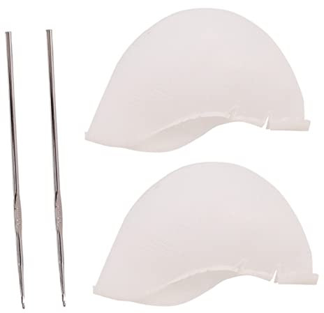 FRCOLOR Silicone Hair Highlighting Cap Set 2pcs Needle Hair Coloring Cap for Salon and Home Tools for Women and Men