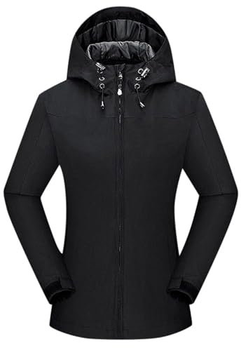 Skijacke Damen, Wanderjacke Wasserdicht Skijacke - Snowboardjacke Outdoor Arbeitsjacke Winddicht Funktionsjacke Winterjacke Warm Fleecejacke Jacken Mit Abnehmbarer Kapuze Für Frauen