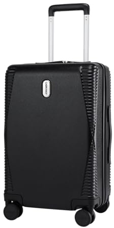 Cabin Max Santa Cruz Cabin Luggage 55x35x25 cm – Lightweight Hard Shell Carry On Suitcase with Spinner Wheels, Telescopic Handle & TSA Lock – Airline Cabin Size – Travel Case (Black)