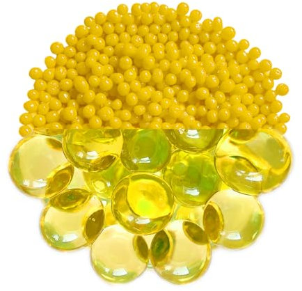 trendfinding 100 g de gránulos decorativos de color amarillo, tamaño de grano 6 – 8 mm, decoración para flores y plantas, 10 litros, muy duradero, versátil