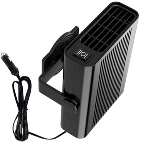 Riloer Chauffage de Voiture pour Camping-Car 24 V 120 W, Portable, Rapide, dégivrage, désembuage, Prise Allume-Cigare, Compatible avec Tous Les modèles de Voitures 24 V CC, Noir