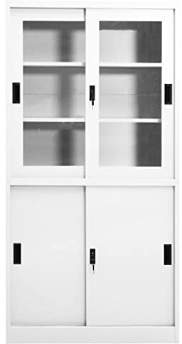 Generico Armadio per Ufficio Anta Scorrevole Bianco 90x40x180 cm Acciaio,Mobili,Armadietti e portaoggetti,Armadietti e stipi,Bianco,48.35 kg,335962