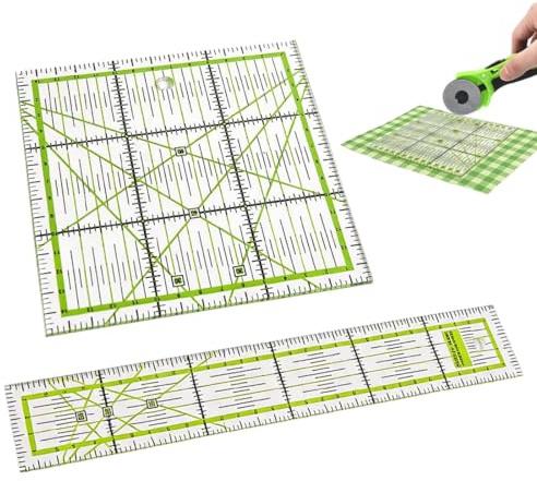 YIPFEN Lot de 2 Règles Patchwork Accessoires de Couture Mesure en Acrylique avec Dimensions et Angles Précis Outil de Couture pour Patchwork et Quilting (30 x 5 cm et 15 x 15 cm) (Transparent)