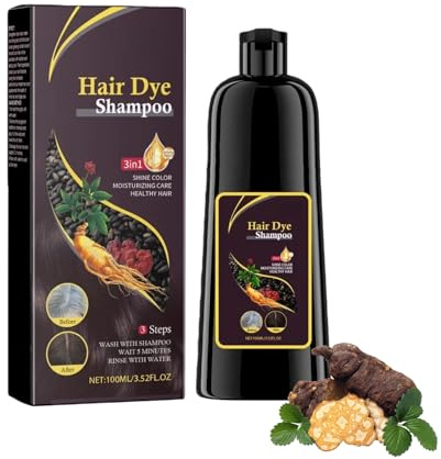 Brown Hair Dye Shampoo 3 En 1, Champú Para Tinte De Pelo Castaño Oscuro, 100% Natural Organic Conditioner And Repair Care, Champú Tinte Cubre Canas