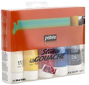 Pebeo 230300 Gouache Studio Primärset 5 x 100 ml