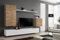 All4All Wohnwand SW II mit Lamellen - Wohnzimmermöbel - Schrankwand für Wohnzimmer - Wohnzimmerschrank - Anbauwand - Oberschrank, Wohnwand Hängend - Modern - Wotan+Weiß 21