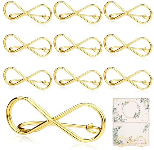 Svalor Tischkartenhalter Hochzeit Gold, 10 Stück Tischnummer Halter Metall, Unendlichkeit Tischnummern Hochzeit, Tischkarten-Clips Platzkartenhalter - für Hochzeiten Party Restaurant Tisch Deko