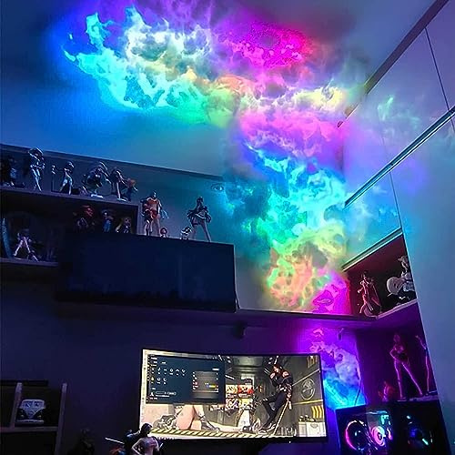 LNNW Molnprojektor 3Dcotton Lightning Cloud Colorful Atmosphere Night Light, Creative Cloud Lights Gaming Room Garage Club BarParty Light, för sovrum spelrum hemmabiografer (Size : 5M)