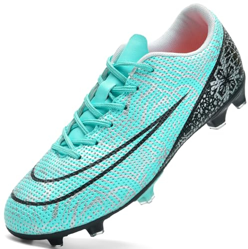 LECYGNB Fußballschuhe Herren Spike Microfaser Cleats Kunstrasen Fussballschuhe Professionelle Jugendliche Athletics Trainingsschuhe Outdoor Sport Fußball Stiefel Türkis EU 42