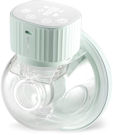 KikkaBoo Sacaleches Eléctrico Manos Libres y Portátil NOA, Extractor de Leche Materna, 3 Modos y 9 Niveles, Pantalla LED, Memoria, Fácil de Limpiar, Menta