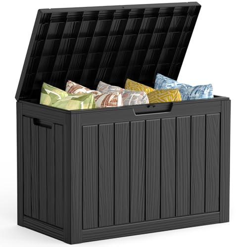 Mars Villa 45 Gallon Deck Box, Outside Bin, Outdoor Storage Box, Black