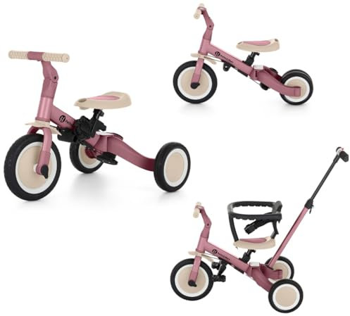 PETITE&MARS Multifunktionales 5-in-1-Dreirad Turbo * Fahrrad * Dreirad * Laufrad * Rutschauto * Lauflernfahrzeug (Dusty Rose)