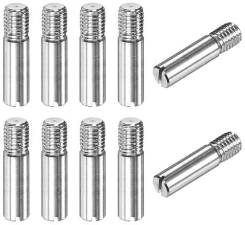 M METERXITY 10-Pack Spinotto Cilindrico Con Intaglio M10 X 40mm, 304 Acciaio Inossidabile Spinotto Di Posizionamento Con Filettatura Esterna Per Dispositivi Metallici [Tonalità Argento]