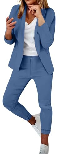 HEONSATI Tuta Oversize Donna Completo Ufficio Aperto Davanti Colletto Eleganti Complete da Lavoro Casual Curvy Set Due Pezzi Giacche E Pantaloni Tailleur da Cocktail con Bottoni per Matrimoni E Feste