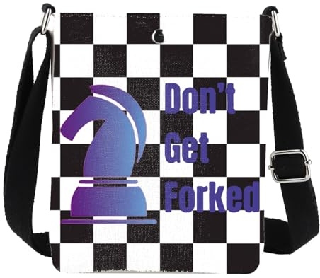 MYSOMY Schack crossbody väska schackspelare gåva Don't Get Forked gåva schackälskare gåva riddare schack shoudler-väska, Get Forked Cb2