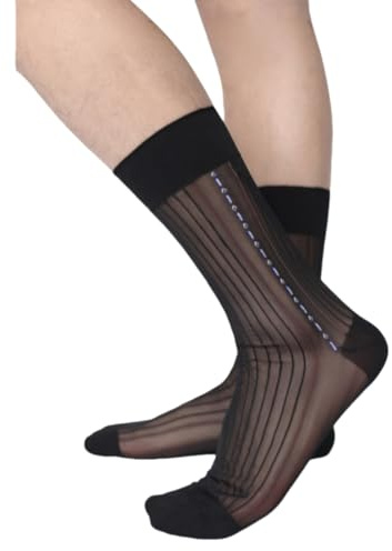 AMateschitz 3 pares de calcetines de negocios para hombre, ultrafinos, calcetines de nailon, calcetines de seda transparentes, calcetines de traje, calcetines finos, calcetines cortos de seda