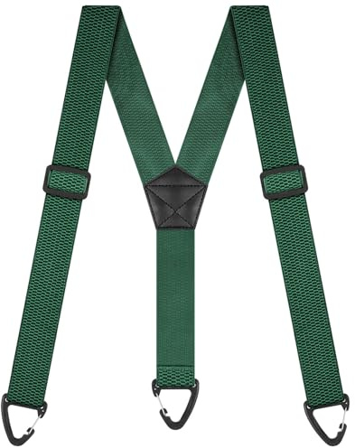 BSBUY Herren Hosenträger Extra Stark Breit 3,8 Cm mit Sehr Starken 3 Metall Druckknopf-Schlaufen Heavy Duty Braces Einstellbar Elastisch Einheitsgröße Hosenträger Damen für Latzhose Y Form Dunkelgrün
