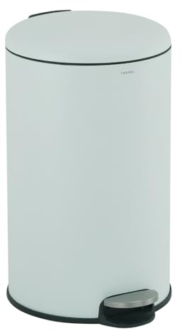CASABEL Cubo de Basura Cocina 30L, 100% Acero Inoxidable, Resistente a Huellas, Papelera Redonda con Pedal y Tapa para Baño, Cocina, Oficina, Menta