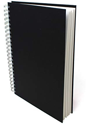 Artway Studio - Spiralgebundenes A4-Skizzenbuch - Hochformat - 96 Seiten/48 Blätter aus 170 gsm Papier - Schwarzes Skizzenbuch mit festem Einband, Schwarz