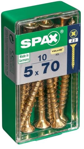 CAJA 10 uds. TORNILLO MADERA SPAX CAB. PLANA YELLOX 5,0x70mm SPAX