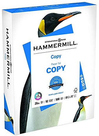 Hammermill Printer Paper, 20 lb Copy Paper, 8.5 x 11-1 Ream (500 Sheets) - 92 Bright, Made in the USA