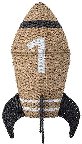 Bloomingville Korb mit Deckel, schwarz, Seegras