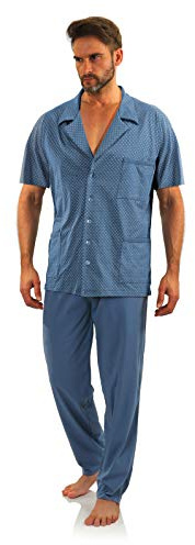 sesto senso Pigiama Uomo Abbottonata Cotone Maniche Corte con Bottoni Pantaloni Lunghi XL Jeans Ancoraggio