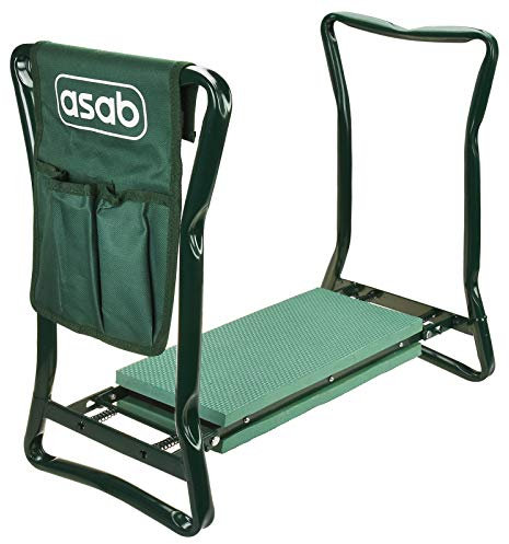 ASAB Heavy Duty Garden Kneeler Pad | Portable 2-in-1 Kneeler For Gardening And Bench Stool | Padded Garden kneeler | Soft Foam Kneeling Pad With Removable Tool Pouch | Folding Kneeler Seat