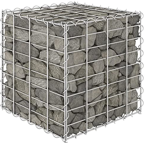 Würfel-Gabionen-Hochbeet Stahldraht,Hochbeet Drahtkorb Steinkorb Blumentopf Pflanzkasten Steinkäfig,40x40x40 cm
