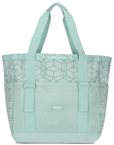 LARKSON Strandtasche Mint - Smilla - Badetasche mit Reißverschluss - Shopper Tasche Damen & Herren - Familie Strand Beach - Einkaufstasche aus Recyceltem PET