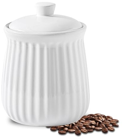 HASENSE Kitchen Storage Containers, 35 oz Kitchen Canister with Airtight Lids, Cookie Candy Jar for Coffee Beans, Tea-leave, Sugar, Salt, Flour, Spice, Coffee Container, Housewarming Gift, White