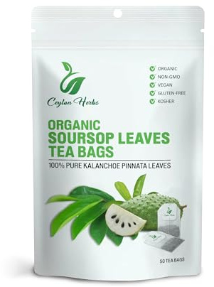 50 Tea Bags Soursop Leaves Tea Bags - 100% Pure, Organic, No Additives, Natural Dried Soursop Leaves