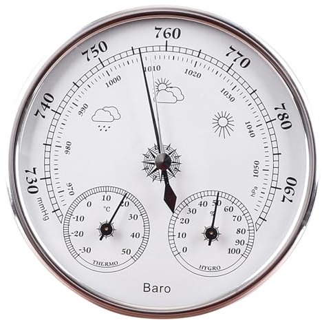 Barómetro termómetro higrómetro, barómetros 3 en 1 para colgar en la pared para el hogar, 5.1 pulgadas de diámetro, tipo barómetro para exteriores, estación meteorológica analógica, para pared del