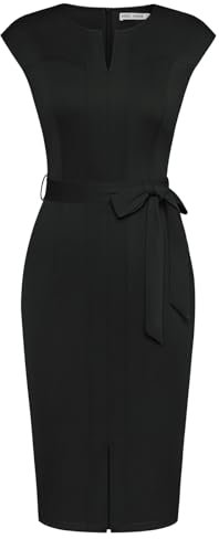 GRACE KARIN Women Cocktail Business Dress Elegant Belted Bodycon Dress Black L