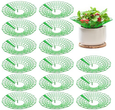 OUMDON Removible Soporte Plantas de Fresa: 15 Piezas Verde Soporte para Fresas - Fresa Protectora Marco de Cultivo de Fresas Evitar Que Las Plantas se Pudran