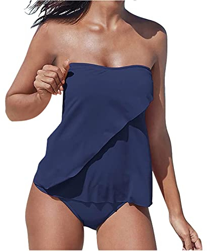 Tankinis Mujer 2025 Rebajas,Tankini para Mujer Traje de Baño Mujer de Dos Piezas Traje de Baño Bandeau Tops Tankini con Breifs, Diseño de Flores Bañadores Mujer para Playa, Piscina, Vacaciones