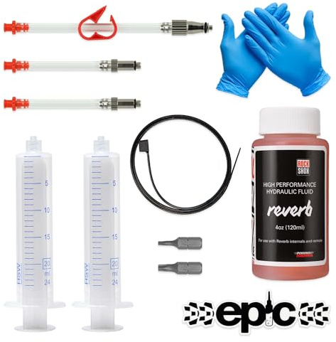 epic Entlüftungsset für RockShox Reverb, passend für alle Reverb-Sattelstützen und Fernbedienungen (xLoc, 1X, Stealth), Reverb Hydraulikflüssigkeit im Lieferumfang enthalten (120 ml